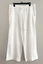 Lauren Ralph Lauren Linen Pants Womens 12 White Drawstring Wide Leg Casual EUC