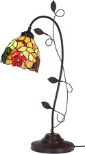 Grape Tiffany Style Stained Glass Table Lamp with Grapevine Base, 28.5" Tall