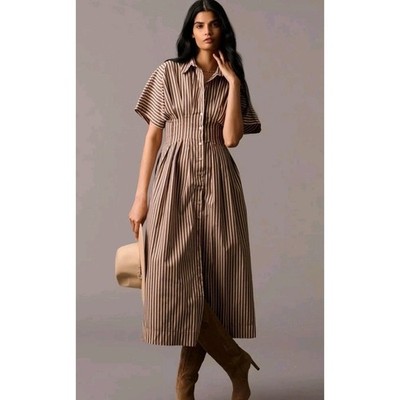 Exquise Anthro Midi Shirt Dress Tobie Stripe Boho Lagenlook 3X NWT Choco Pink