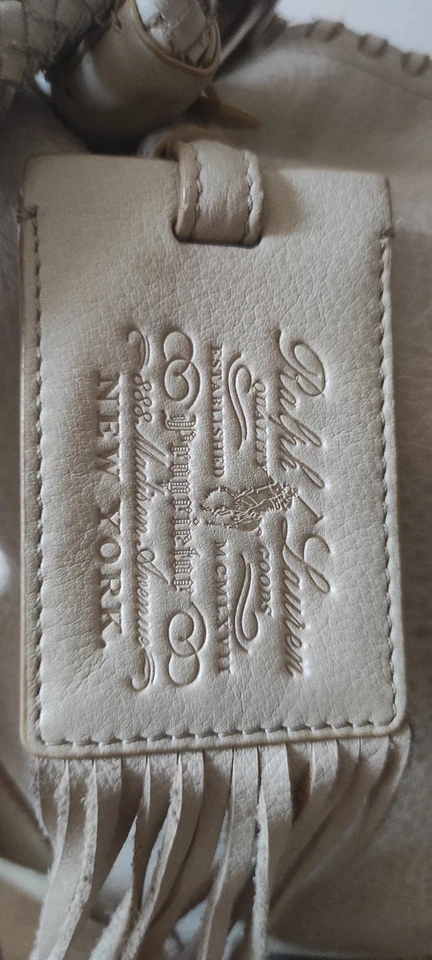 Bolso de hombro de cuero Hobo con flecos grandes Polo Ralph Lauren de colección MCMLXVII EST 1967 Foto 3 de 4