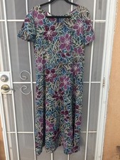 Hilo Hattie Hawaiian Floral Short Sleeve Cotton Dress  Size Large