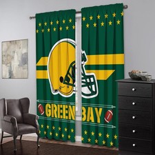 Green Bay Football Curtain Rod Pocket Drapes for Bedroom/Living Room 72 63 in