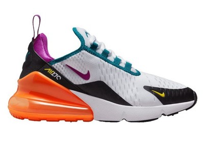 Nike Air Max 270 GS White/Black/Total Orange/Vivid Purple Youth 6Y FD0299-100