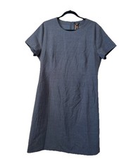 NWT Quince Gray Italian Wool Dress  14 Short Sleeve Knee Length Stretch Sheath