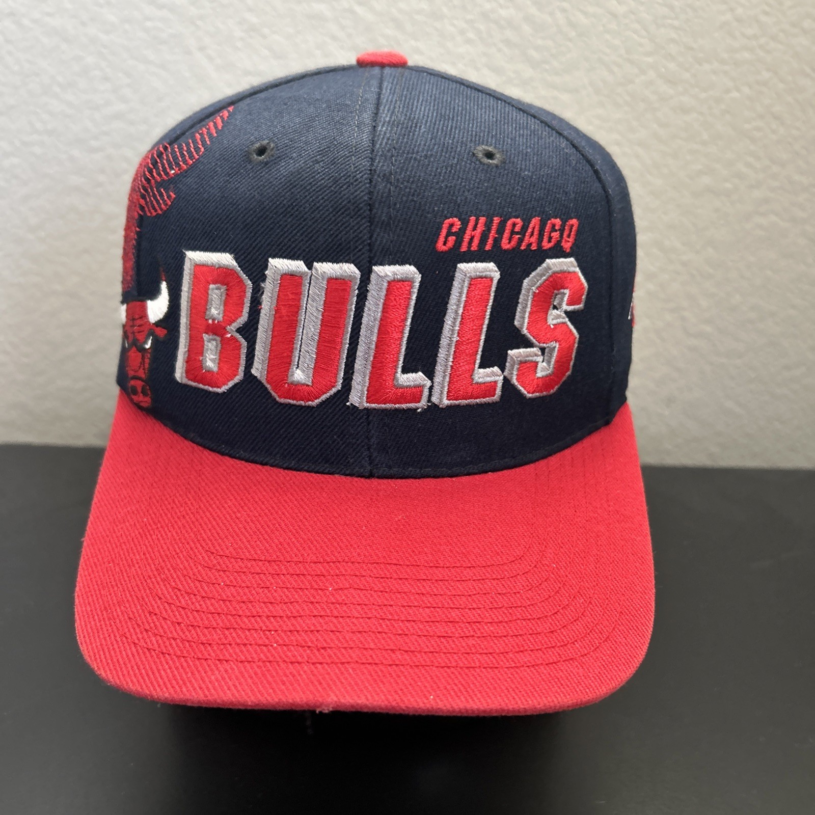 Vintage 90s Chicago Bulls Sports Specialties Shadow Cap Hat Navy Black Dome - second product detail image