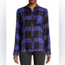 RAILS Hunter Navy Cobalt Pink Plaid Shirt Size Small