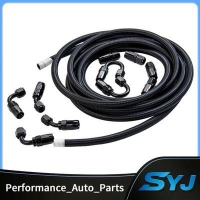 -6AN AN-6 AN6 Fitting 11MM Steel Nylon Braided Fuel Oil Hose Line 5 Metre Kit