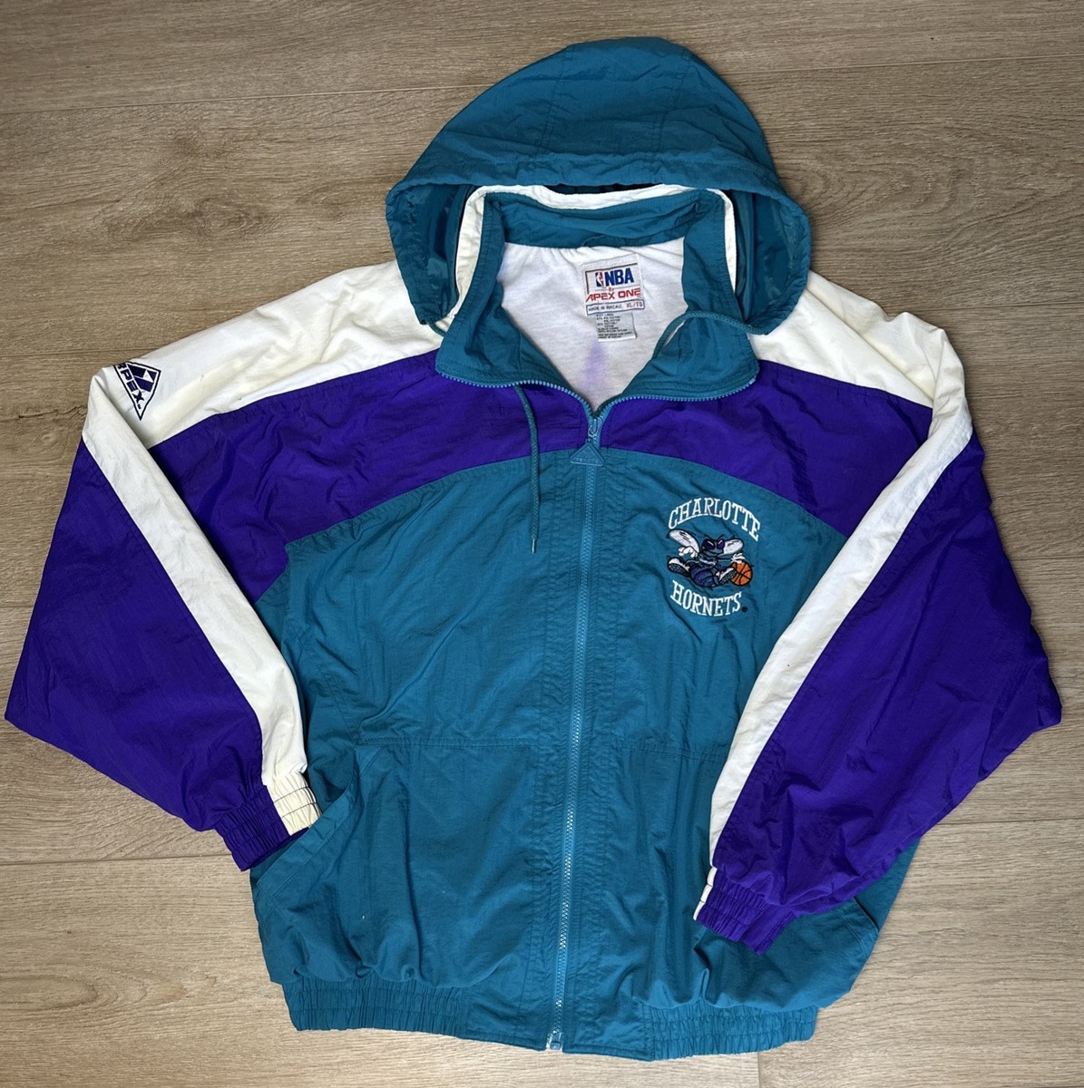 Vintage Apex One NBA Charlotte Hornets 1990's Windbreaker Zip