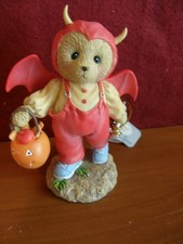 Cherished Teddies SCARLETT 132076 Halloween Bat  Pumpkin Figurine NEW - MIB