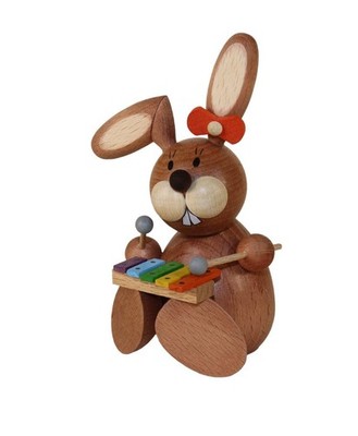 Easter Figure Rabbit Sitting With Xylophone Colourful 2 11/16x4 5/16x3in