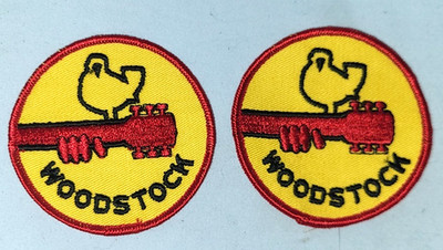2 Vintage Woodstock Patches Old Stock 1960's-1970's Sew-On Glassine Bag