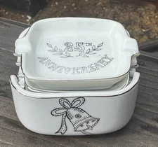 Vintage LEFTON’S China Personal Ashtray Set 4/ 25th ANNIVERSARY Japan