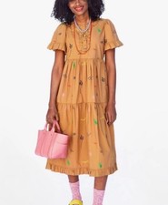 Clare V Martine Dress in Camel Paradise Print Size S