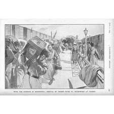 RUSSO-JAPANESE WAR Russians Arriving at Harbin - Antique Print 1904