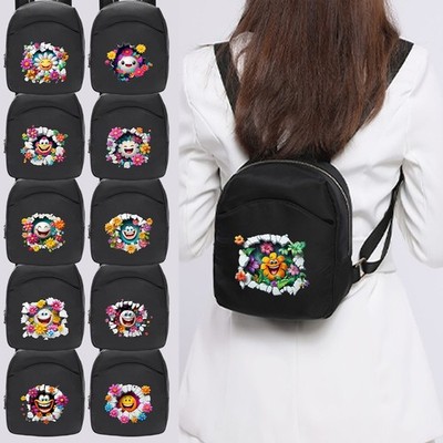 Bedruckter Blumen Emoji 3D Nylon leichter kleiner Rucksack modern lässig Daypack