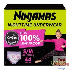 Pampers Ninjamas Nighttime Girls' Underwear - Size S/M Count 44
