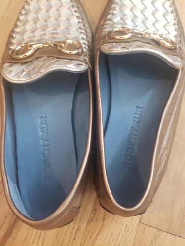 Robert Zur Womens Loafers Perlata Gold Buttery Leather Driving Shoes Mocs 9 - Picture 6 of 12