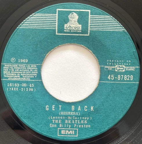 THE BEATLES - Get Back / Dont Let Me Down  - ECUADOR PRESS 45