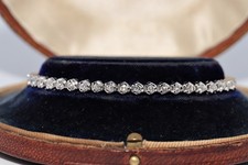 Vintage Circa 1990s 18k Gold Natural Diamond Decorated Tennis Bracelet