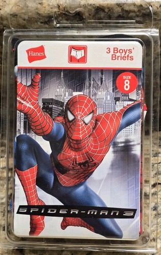 Spiderman 3 - Marvel 3 Stück Jungen Slips Unterwäsche Baumwolle Größe 8 NEU Vintage 2006 - Bild 1 von 2