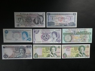 8Nr. TRIKOT ISLE OF MAN ULSTER BANK OF IRELAND ETC £1 BANKNOTENSAMMLUNG UNC