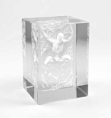 3D Lasergravur Glas Würfel Spider-Man Briefbeschwerer Kristall Ornament 60mm