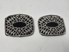 Antique Victorian French Steel Cut Shoe Buckle Black  Silver Geometric Design