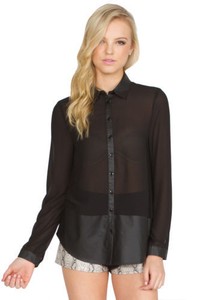 black sheer button up top