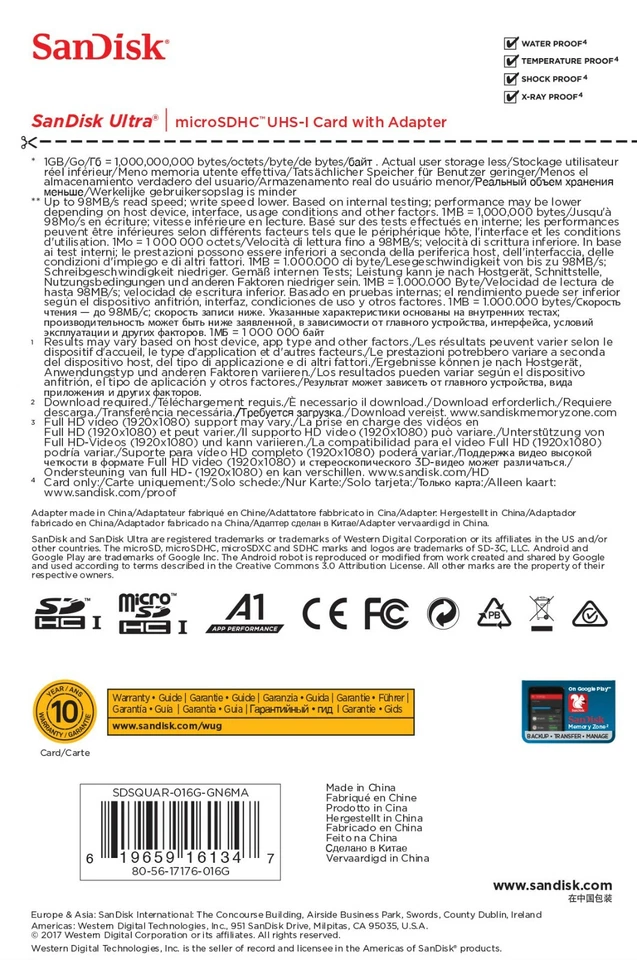 Tarjeta de memoria micro SD de 16 GB para teléfono móvil Samsung Galaxy S3 S4 S5 S6 S7 S8 Foto 3 de 3