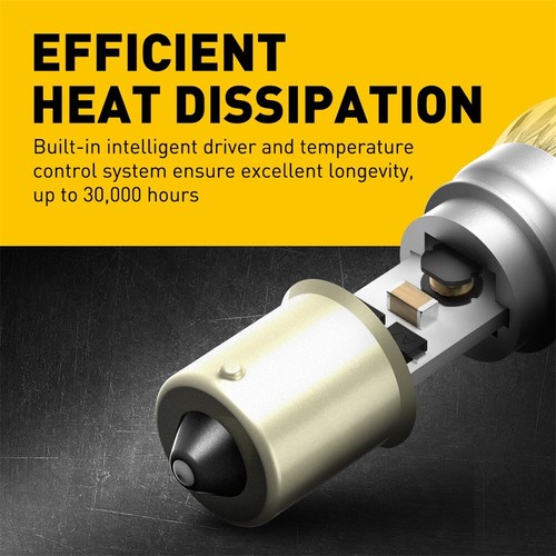 2 LED 1156 Light Bulb Brake R5W BA15S Turn Reverse Tail Stop Amber Globe AU/24V - Picture 4 of 8