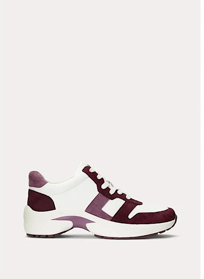 Lauren Ralph Lauren Women WhiteBordo Rylee LeatherSuede Sneakers 11990₽