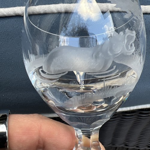 Queen Lace Moser Rowland Ward Crystal Etched African Safari Glassware Set of 6 - Picture 23 of 24