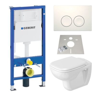 Geberit Vorwandelement mit Delta25 weiß + Duravit WC + WC-Sitz softclose