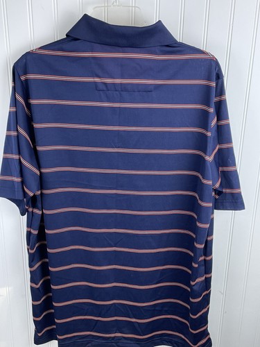 Camisa Polo Antigua Para Hombre Grande Azul Naranja Rayas Manga Corta Castaño Rojizo Tigres - Imagen 9 de 13