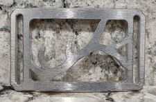 GRIP6 BELT BUCKLE - HUNTER / CATARACT ANTLER / RAW ALUMINIUM - 1.5 INCH WIDE