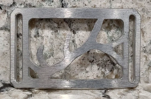 GRIP6 BELT BUCKLE - HUNTER / CATARACT ANTLER / RAW ALUMINIUM - 1.5 INCH WIDE