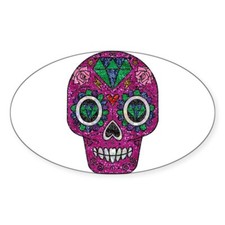 CafePress Pink Glitter Sugar Skull Sticker Sticker Oval  134634580 