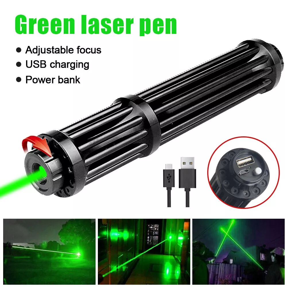 10W 532nm Green Laser Pointer Visible Dot Light USB Rechargeable High Power  US