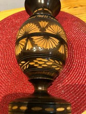 Delightful Carved Wooden Vase - Patterned - 25.5cm tall -11cm Diameter
