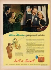 1944 Movie Camera Filmo Movies Vintage Print Ad Bell Howell Pictures Projector