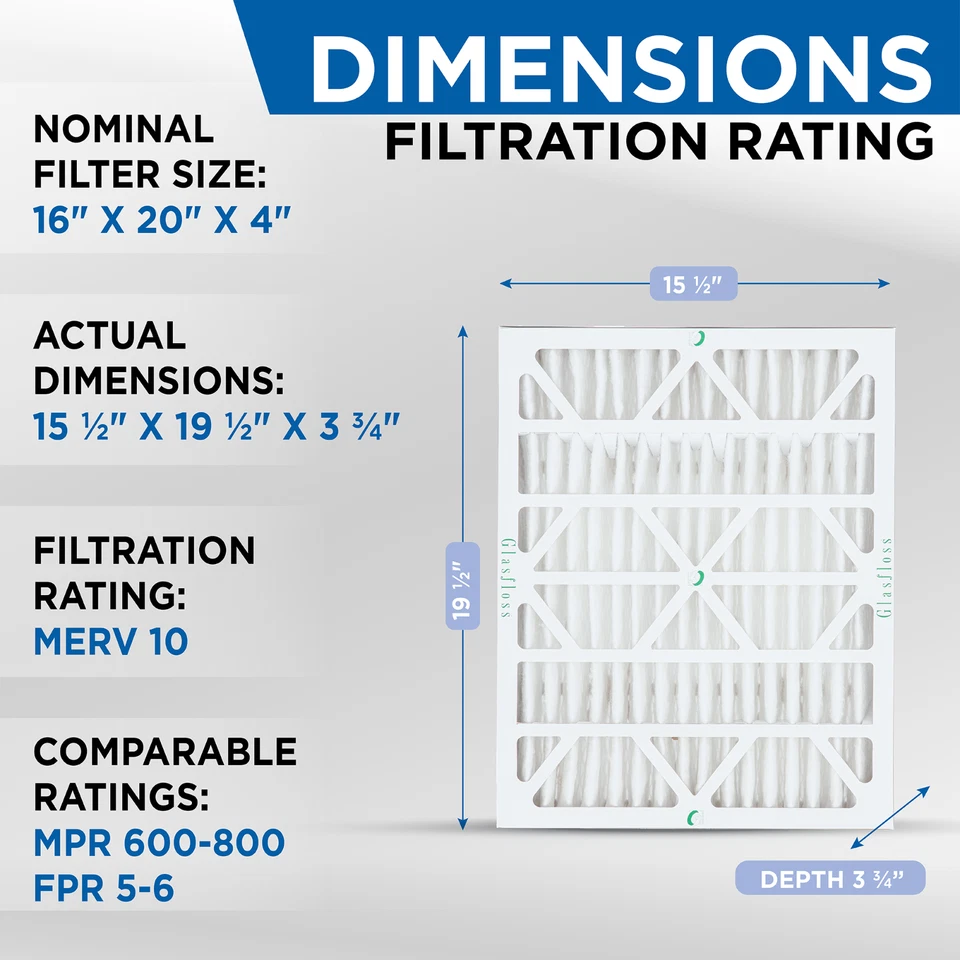 16x20x4 MERV 10 AC Air Filters. 6 PACK.  Actual Size: 15-1/2 x 19-1/2 x 3-3/4 - Image 3 of 4