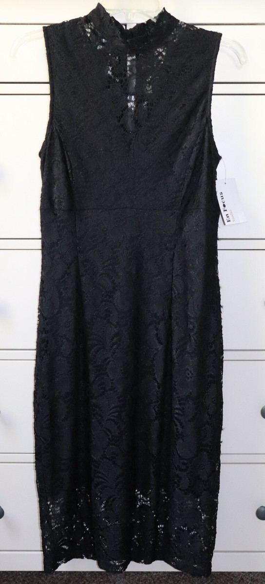 enfocus studio black lace dress Black Lace Bow Front Una Midi Dress main image 0