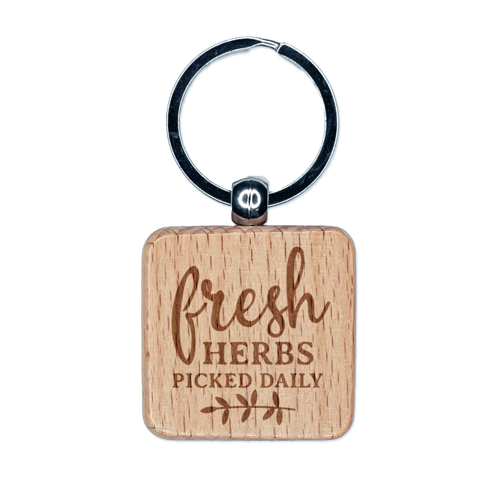 Fresh Daily Herbs Engraved Wooden Keychain Charm Tag