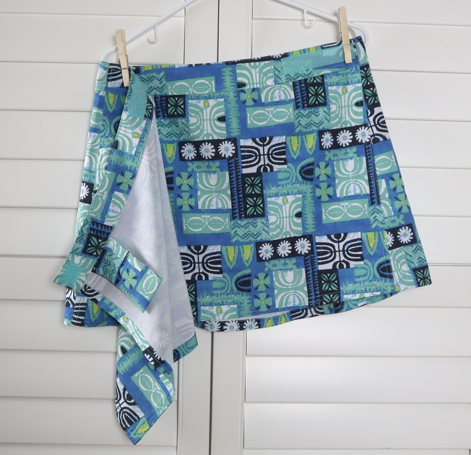 RIP SKIRT Hawaii Patchwork Tribal Print True Wrap Casual Skirt Size