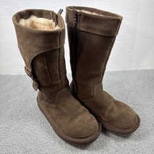 UGG Cargo Boots Tall Espresso BROWN Big Girls 4 EUR 34 Leather Sheepskin POCKETS