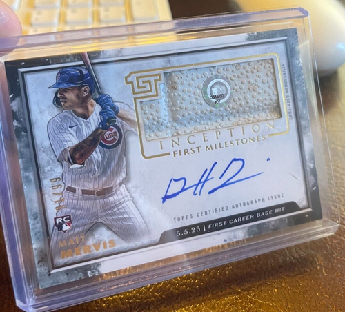 2023 TOPPS INCEPTION MATT MERVIS ERSTE MEILENSTEINE SPIELBASIS RC AUTO #D 91/99