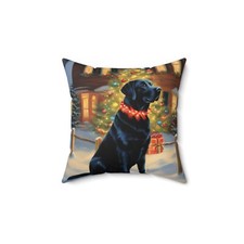 Labrador Retriever Christmas Faux Suede Square Pillow 14X14