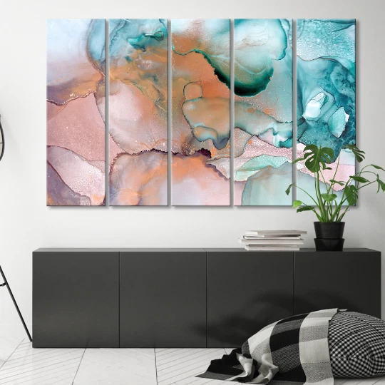 Abstract Watercolor Canvas, Teal Blush Wall Art, Modern Art Print, Ready to Hang - Image 3 of 4