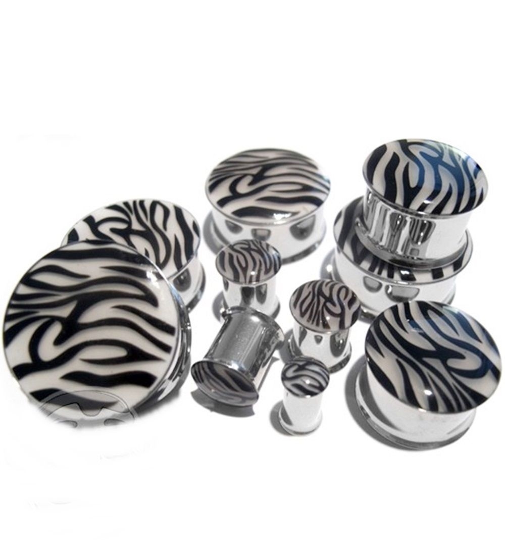 Color Changing Steel PAIR-Zebra Color Changing Steel Double Flare Ear Plugs 10mm/00 Gauge | eBay