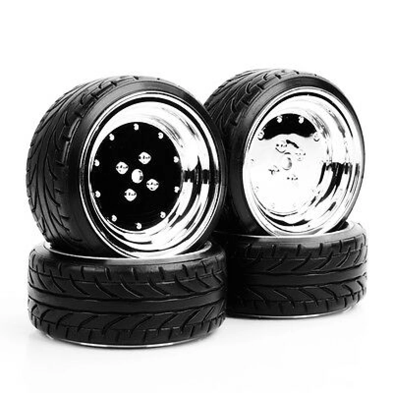 4PCS RC 1/10 Flat Drift Tire&Wheel Rim For HPI HSP RC 1/10 on Road Car 12mm Hex - Image 2 of 4